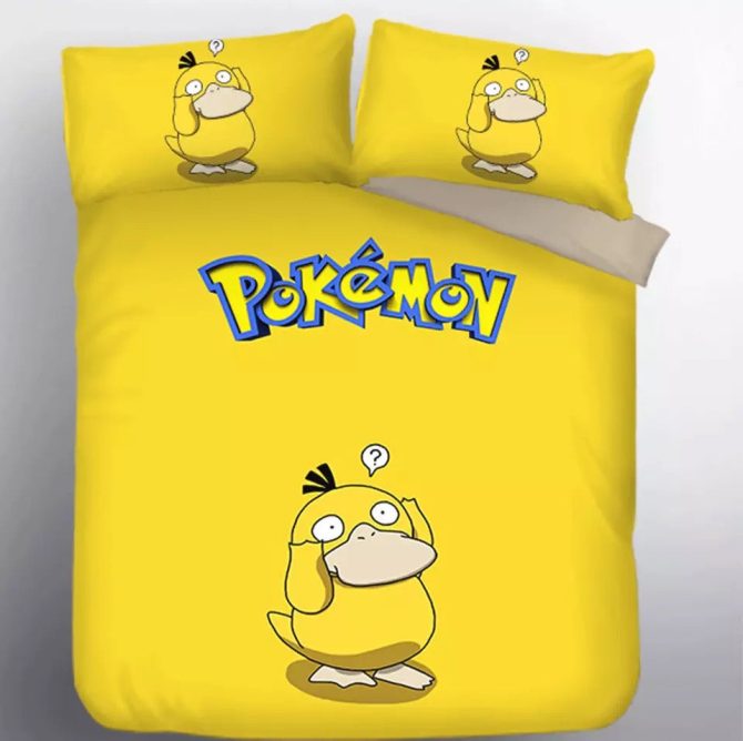 Pokémon Psyduck Bedding Set – Cozy Yellow Duvet Cover & Pillowcases For Kids & Fans