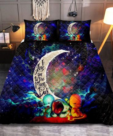 Cosmic Love Quilt Set - 'I Love You To The Moon & Back' Design, Vibrant Galaxy Bedding