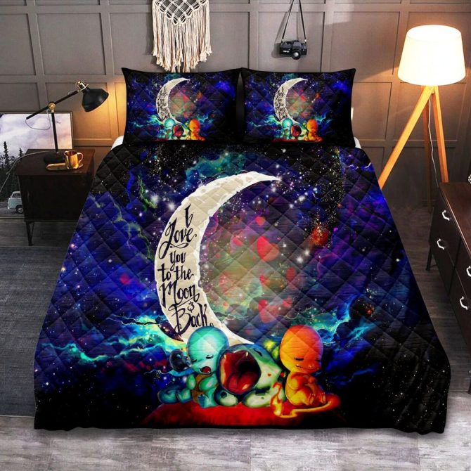 Cosmic Love Quilt Set - 'I Love You To The Moon & Back' Design, Vibrant Galaxy Bedding