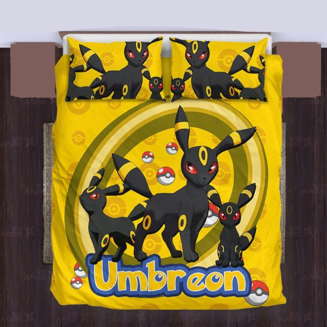 Umbreon Themed Bedding Set - Cozy, Vibrant Design With Pillow Covers For Fans