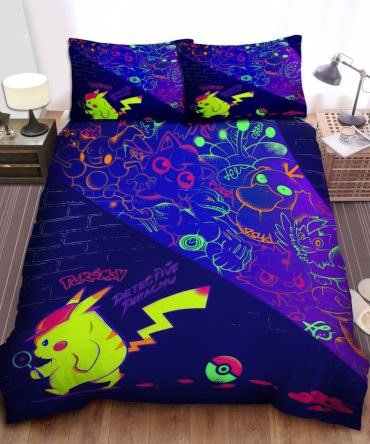Vibrant Pokémon Detective Pikachu Bed Set - Cozy Kids' Bedding For Ultimate Sleep Adventure!