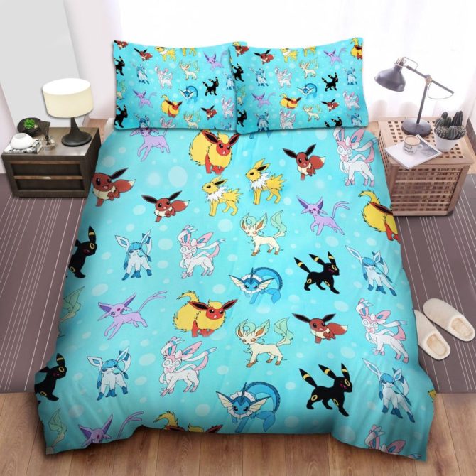 Colorful Eevee Evolution Bedding Set - Soft, Cozy & Fun For Any Fan'S Bedroom