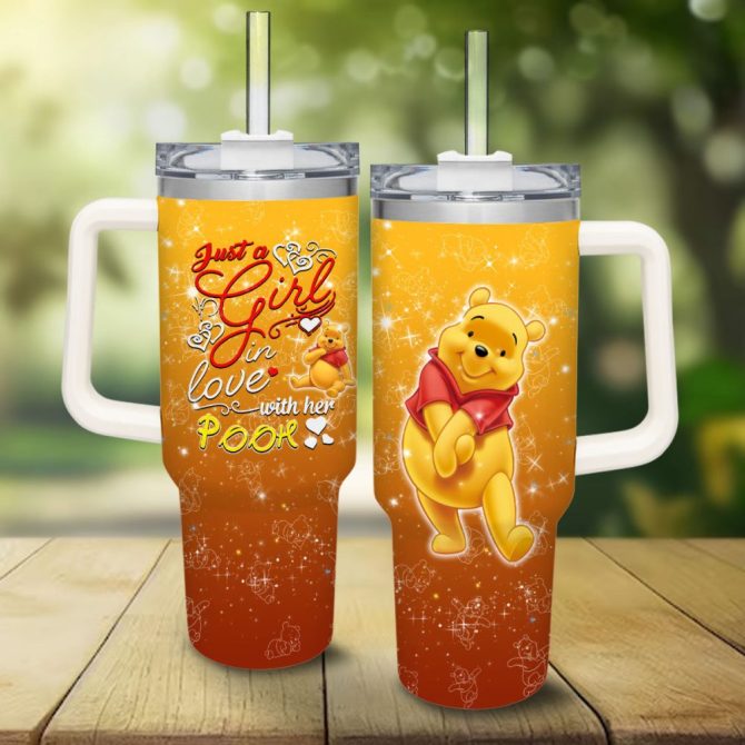 Holiday Winnie The Pooh Disney Tumbler With Straw - Cute Christmas Design, 20 Oz Capacity