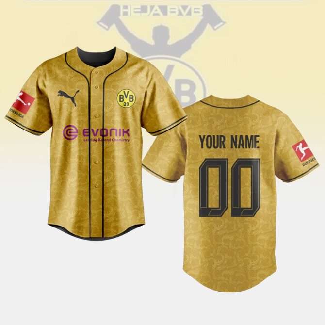 Customize Your Borussia Dortmund Gold Jersey - Personalize Name & Number - Official Bvb Merchandise