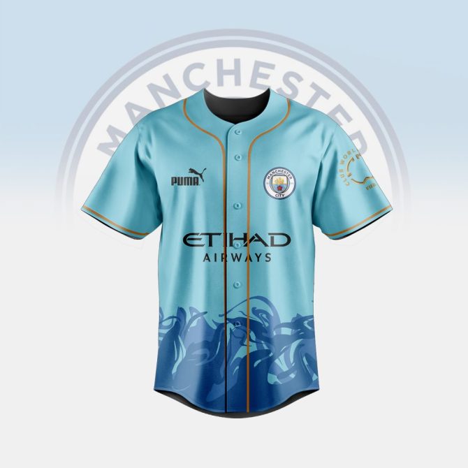 Customizable Manchester City Blue Baseball Jersey - Add Your Name & Number! - Image 2