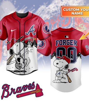Customizable Braves Jersey With Snoopy Design - Add Your Name For A Unique Look!