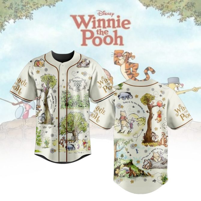 Disney Winnie The Pooh Baseball Jersey – Adorable Cartoon Print For Kids & Adults