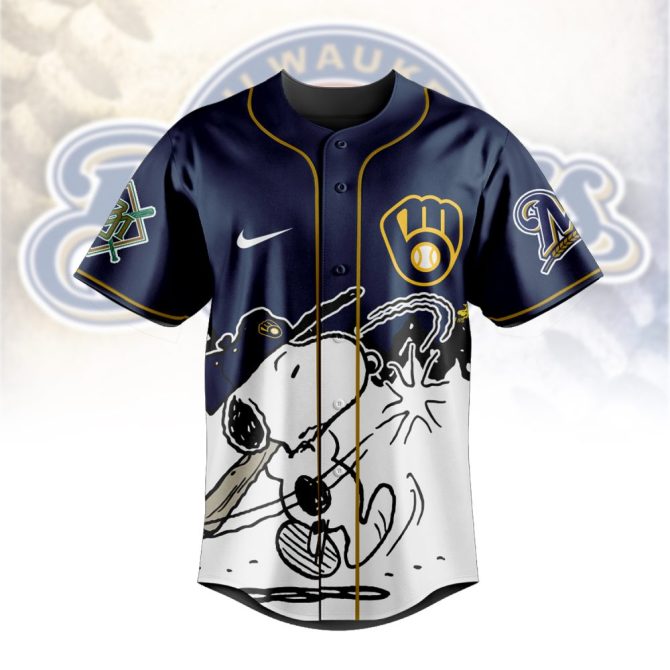 Custom Milwaukee Brewers Jersey - Personalized Snoopy Design, Perfect Gift For Fans! - Image 2