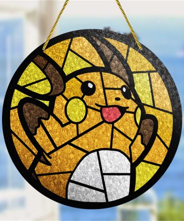 Charming Stained Glass Style Yellow Mouse Sun Catcher – Perfect For Fans & Home Décor!