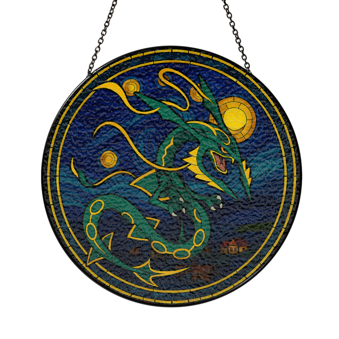 Stunning Dragon Stained Glass Art - Handmade Window Hanging, 14 Inch, Vibrant Colors For Home Decor - Image 3