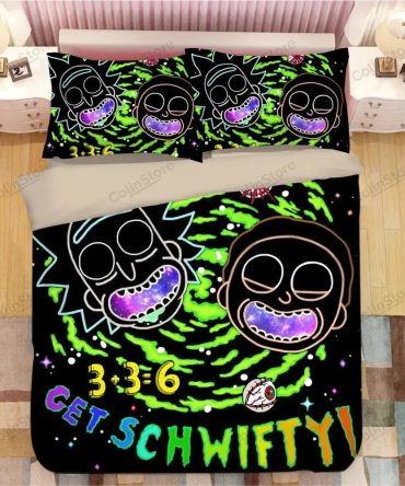 Get Schwifty Bedding Set - Vibrant Cartoon Design For Fans - Soft & Cozy Duvet Cover