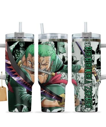 Anime Warrior Stainless Steel Tumbler With Handle & Straw – 20Oz Travel Mug