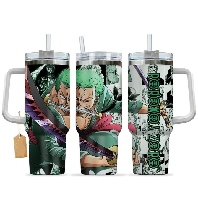 Anime Warrior Stainless Steel Tumbler With Handle & Straw – 20Oz Travel Mug