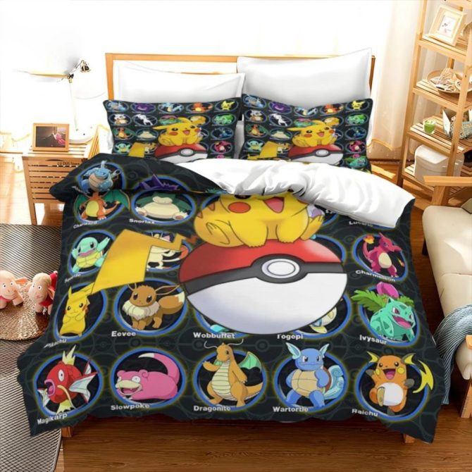Cozy Pokémon Bedding Set For Kids - Pikachu & Friends Design Comforter With Pillowcases