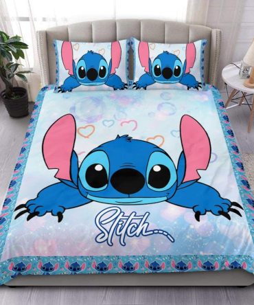 Cozy Stitch Cartoon Bedding Set – Soft Twin/Full/Queen Duvet Cover & Pillowcases For Kids Room