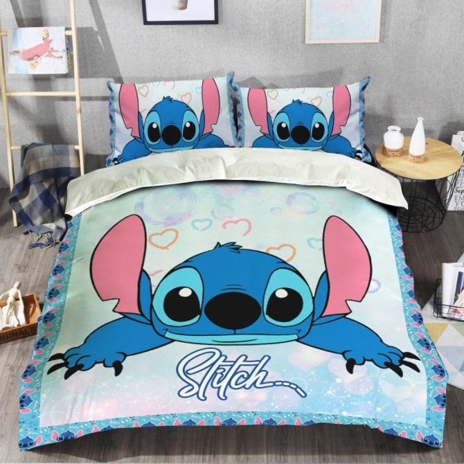Cozy Stitch Cartoon Bedding Set – Soft Twin/Full/Queen Duvet Cover & Pillowcases For Kids Room - Image 2