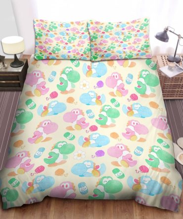 Colorful Cartoon Dino Bedding Set - Soft, Cozy, And Fun For Kids - Twin/Queen Sizes Available