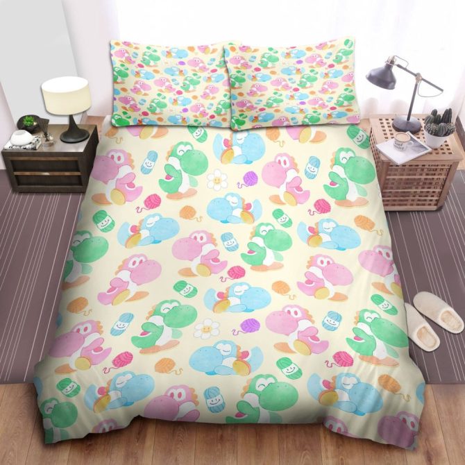 Colorful Cartoon Dino Bedding Set - Soft, Cozy, And Fun For Kids - Twin/Queen Sizes Available