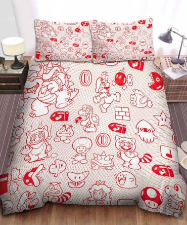 Super Mario Themed Duvet Cover Set - Gamer'S Dream Bedroom Decor - Twin/Full/Queen Sizes Available