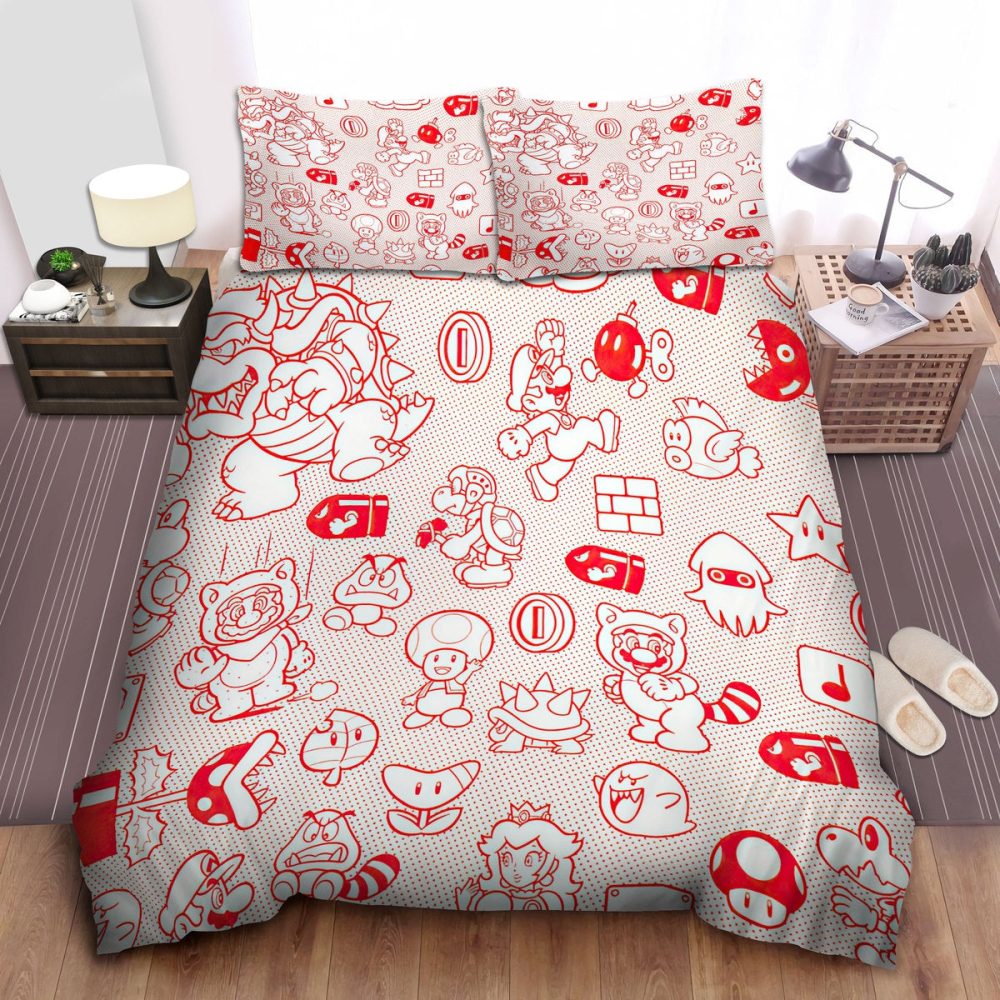 Super Mario Themed Duvet Cover Set - Gamer'S Dream Bedroom Decor - Twin/Full/Queen Sizes Available
