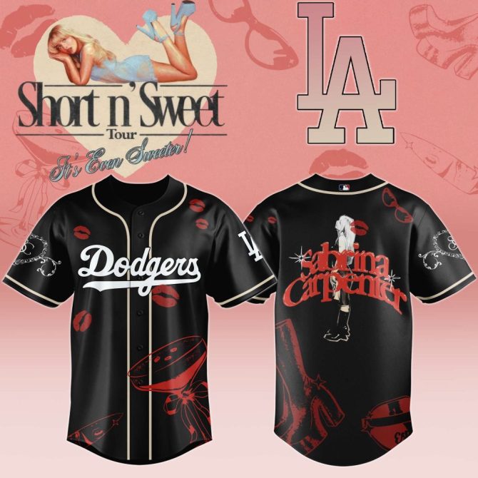 Limited Edition La Dodgers X Sabrina Carpenter Baseball Jersey - Short N' Sweet Tour Design