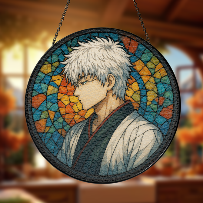 Vibrant Anime Stained Glass Wall Art – Unique Handmade Decorative Piece For Home