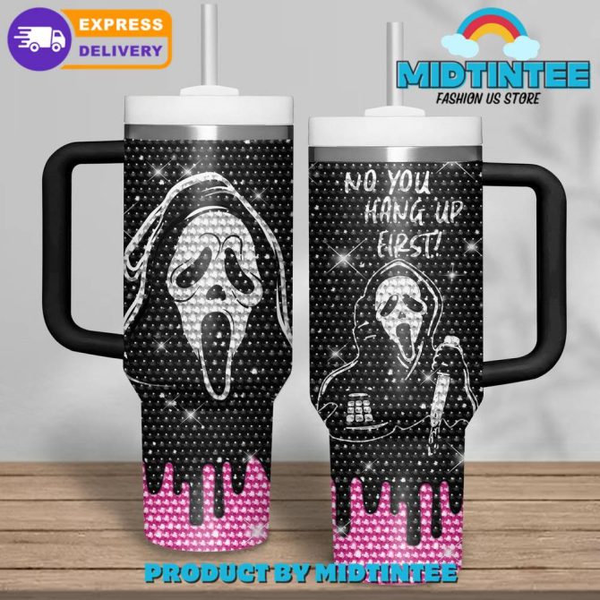 Spooky Rhinestone Tumbler With Straw - Horror Themed Insulated Mug , Fast Shipping