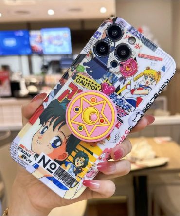 Anime-Inspired Iphone Case With Cute Cartoon Designs & Pop Grip - Vibrant Protective Cover