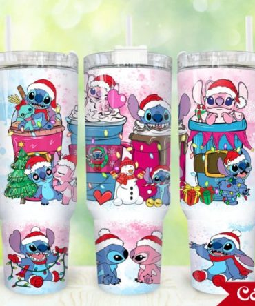 Festive Holiday Tumbler With Cute Alien Characters - 20Oz Insulated Mug With Handle & Straw