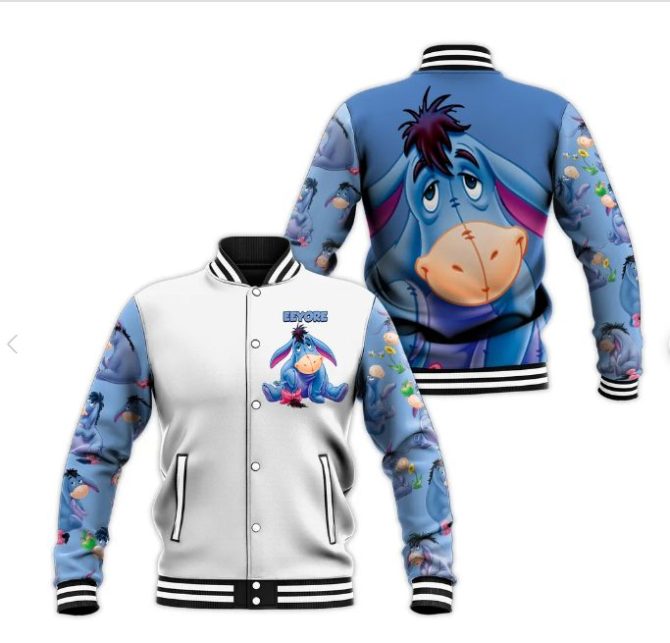 Cozy Eeyore Varsity Jacket - Vibrant Cartoon Design For Disney Fans