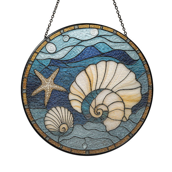 Stunning Nautical Stained Glass Suncatcher – Handcrafted Ocean Theme Decor For Home & Garden - Image 3