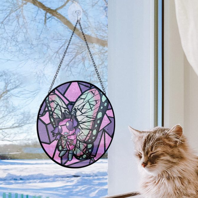 Vibrant Stained Glass Butterfly Suncatcher - Handcrafted Window Decor For Home & Garden - Image 5