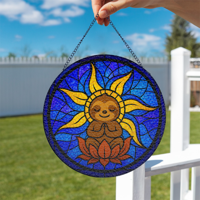 Charming Sloth Sun Stained Glass Suncatcher - Vibrant Window Art For Peaceful Home Decor - Image 2