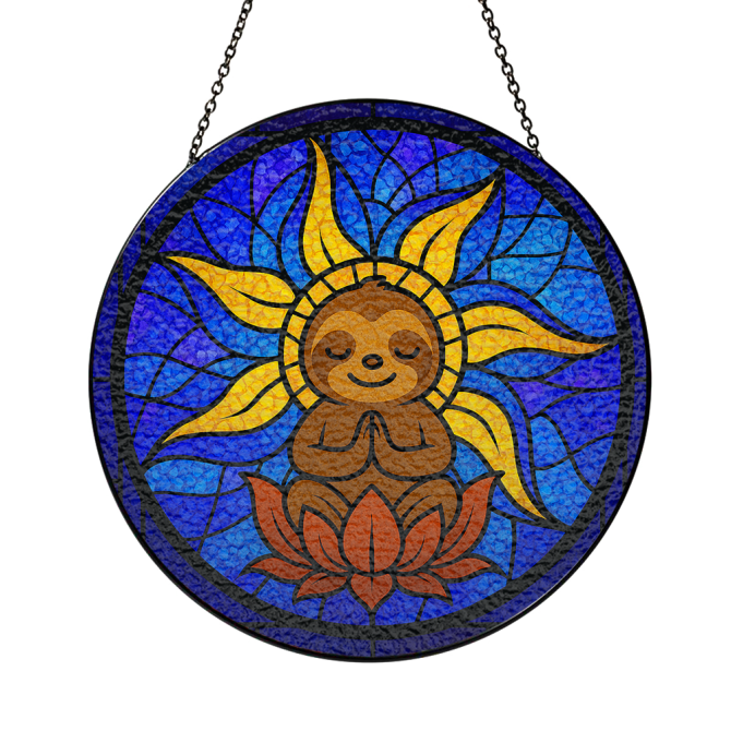 Charming Sloth Sun Stained Glass Suncatcher - Vibrant Window Art For Peaceful Home Decor - Image 3