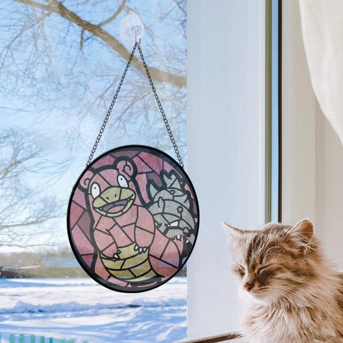 Colorful Stained Glass Style Cartoon Hanging Decor - Unique Window Art Gift - Image 2