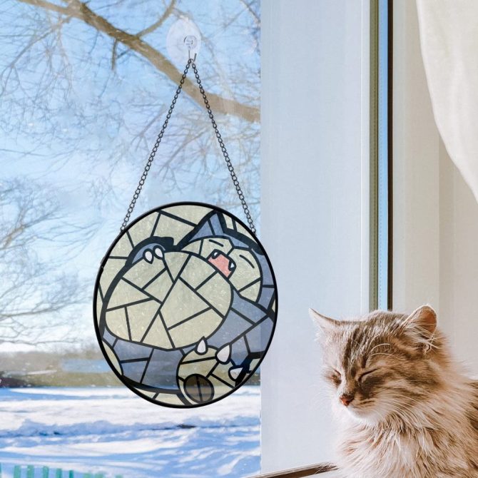Snorlax Stained Glass Suncatcher - Unique Pokémon Window Decor For Home - Image 2