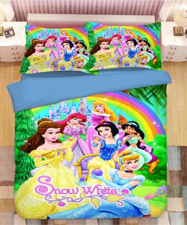 Magical Princess Bedding Set - Colorful Twin Duvet Cover & Pillowcases For Kids - Fairy Tale Dreams