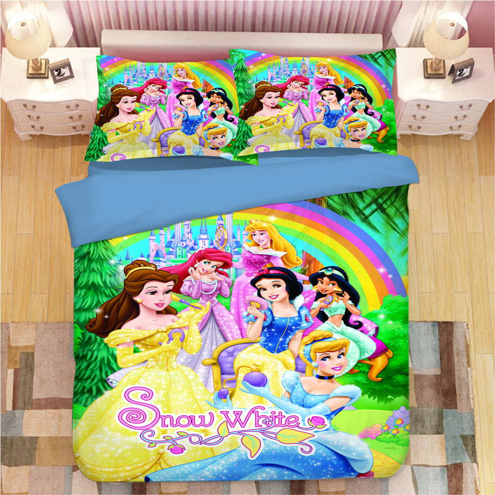 Magical Princess Bedding Set - Colorful Twin Duvet Cover & Pillowcases For Kids - Fairy Tale Dreams