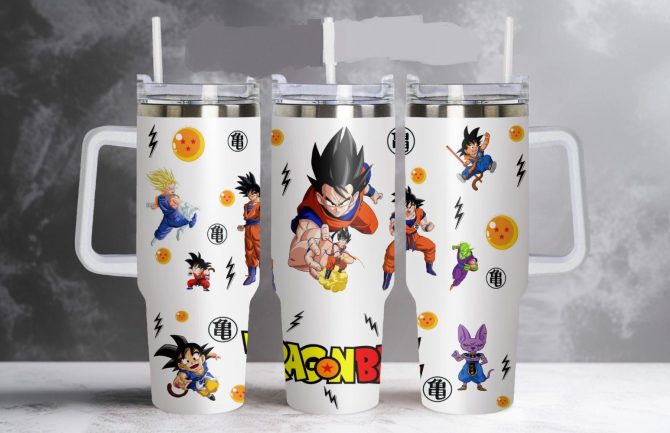 Dragon Ball Z Tumbler Mug With Handle & Straw - Anime Fan Gift - Durable Travel Cup