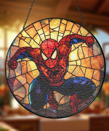 Stunning Spider Hero Stained Glass Suncatcher - Unique Home Decor Gift