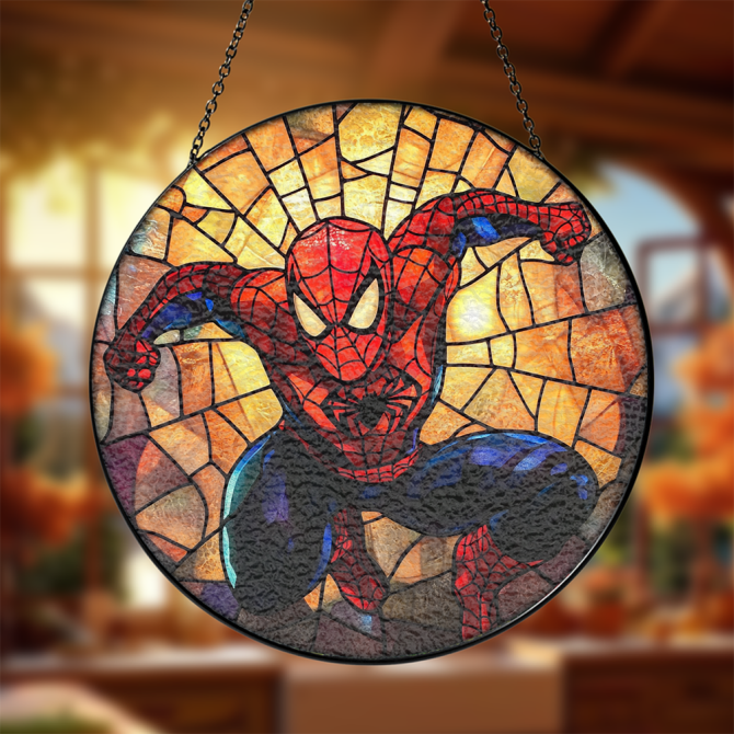 Stunning Spider Hero Stained Glass Suncatcher - Unique Home Decor Gift