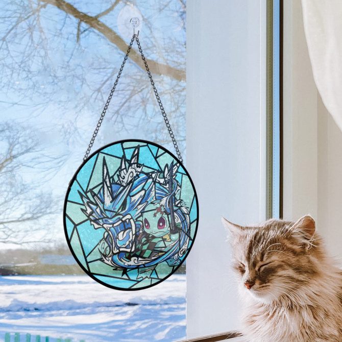 Vibrant Stained Glass Anime-Inspired Hanging Art – Unique Home Decor Piece - Image 5