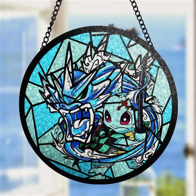 Vibrant Stained Glass Anime-Inspired Hanging Art – Unique Home Decor Piece - Image 4