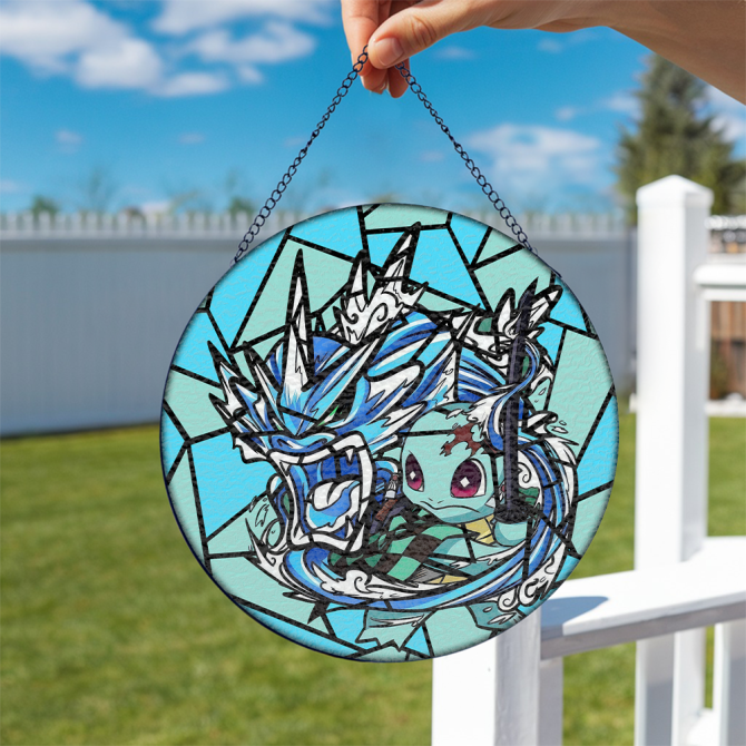 Vibrant Stained Glass Anime-Inspired Hanging Art – Unique Home Decor Piece - Image 2