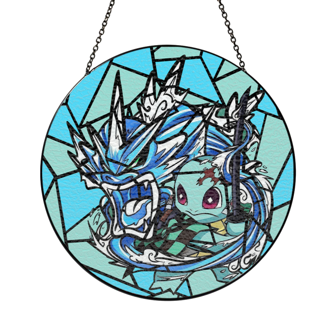Vibrant Stained Glass Anime-Inspired Hanging Art – Unique Home Decor Piece - Image 3
