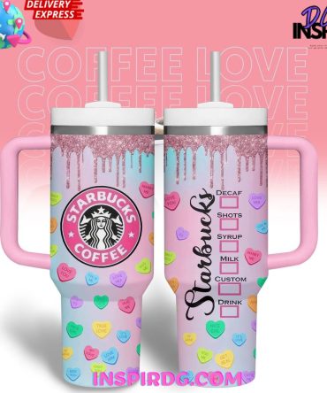 Custom Starbucks-Inspired Pink Tumbler With Straw & Handle - Cute Heart Design, Fast Delivery