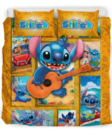 Stitch Cartoon Kids Bedding Set - Cozy Comforter & Pillowcases For Dreamy Nights