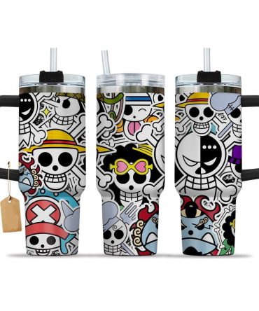 Colorful Anime Skull Stainless Steel Tumbler With Handle & Straw – 20Oz Travel Mug