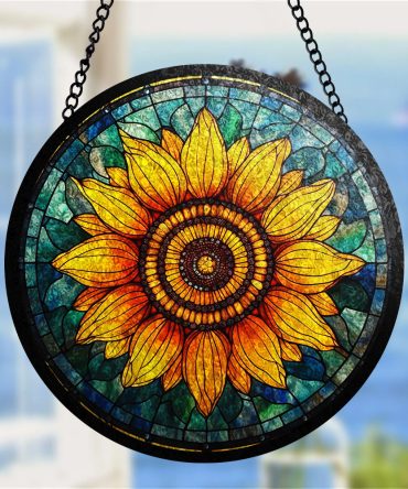 Stunning Sunflower Stained Glass Window Panel - Handcrafted Suncatcher Art Decor