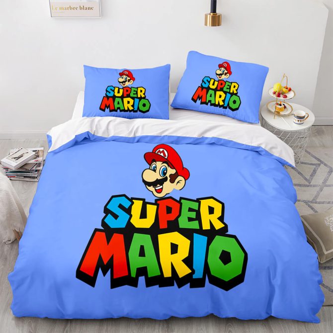 Cozy Super Mario Bedding Set - Vibrant Cartoon Design For Kids & Gamers - Twin/Full/Queen Sizes